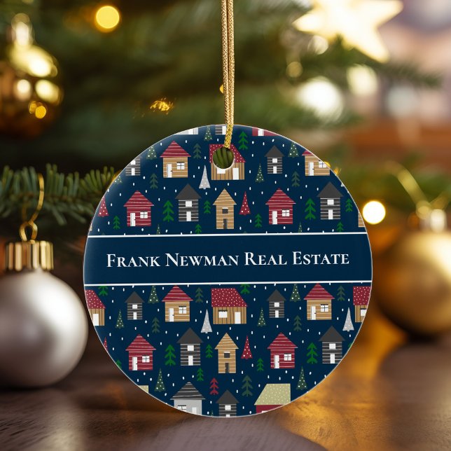 Custom Real Estate Houses Holiday Custom Christmas Ceramic Ornament (Creator Uploaded)