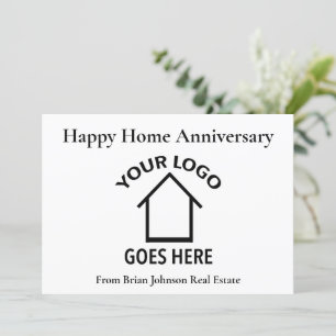 Custom Real Estate Logo Happy Home Anniversary Card