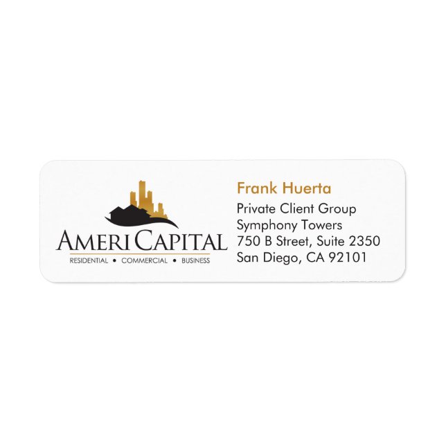 CUSTOM Real Estate Return Address Label (Front)