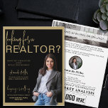 Custom Realtor Professional Real Estate Marketing Flyer<br><div class="desc">The Custom Realtor Professional Real Estate Marketing Flyer, a sophisticated and impactful tool designed to elevate your real estate marketing campaigns. Crafted with a striking black and gold colour scheme, this flyer exudes elegance and professionalism, ensuring your message captures attention. It features a personal neighbourhood card with a photo, allowing...</div>