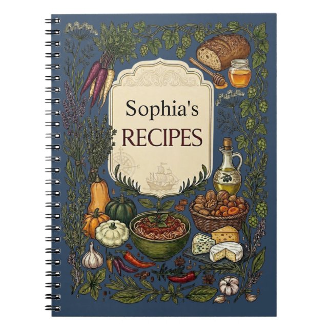 Custom Recipe Book, Gift for her/him/Mum Notebook (Front)