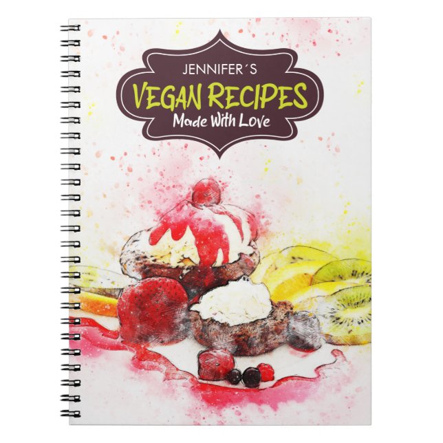 Custom Recipe Book, Vegan Recipes Made With Love Notebook (Front)