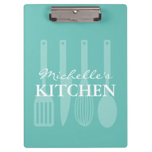 Custom recipe holder with cooking utensil print clipboard