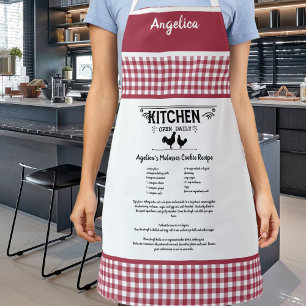 Custom Recipe Red White Farmhouse Buffalo Plaid Apron