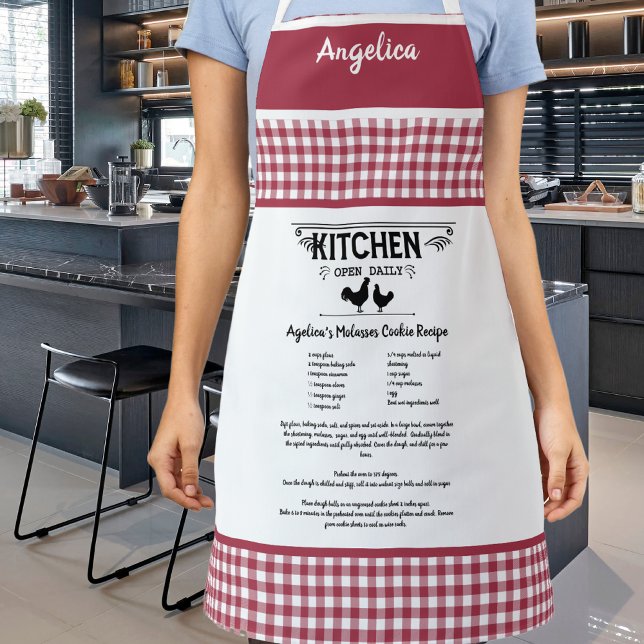 Custom Recipe Red  White Farmhouse Buffalo Plaid Apron (Creator Uploaded)