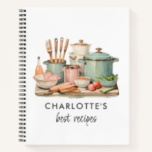 Custom Recipes Pots Food Utensils Recipe Templates Notebook