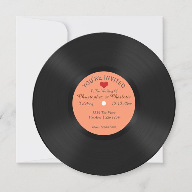 Custom Record Album Novelty Wedding Invitation (Front)