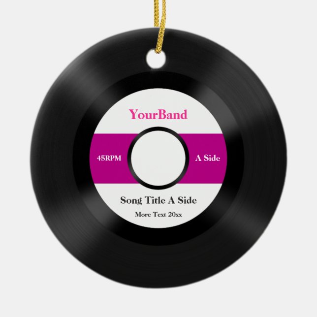 Custom Record Ceramic Tree Decoration (Front)