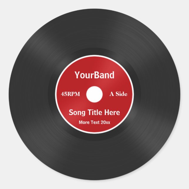 Custom Record Personalise Classic Round Sticker (Front)