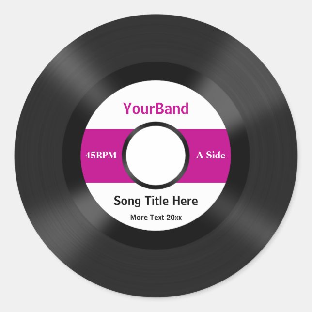 Custom Record Personalise Classic Round Sticker (Front)