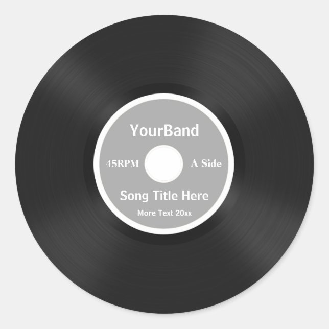 Custom Record Personalise Classic Round Sticker (Front)