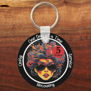 Custom Recovery Milestone Gift for Her - Pop Art Key Ring