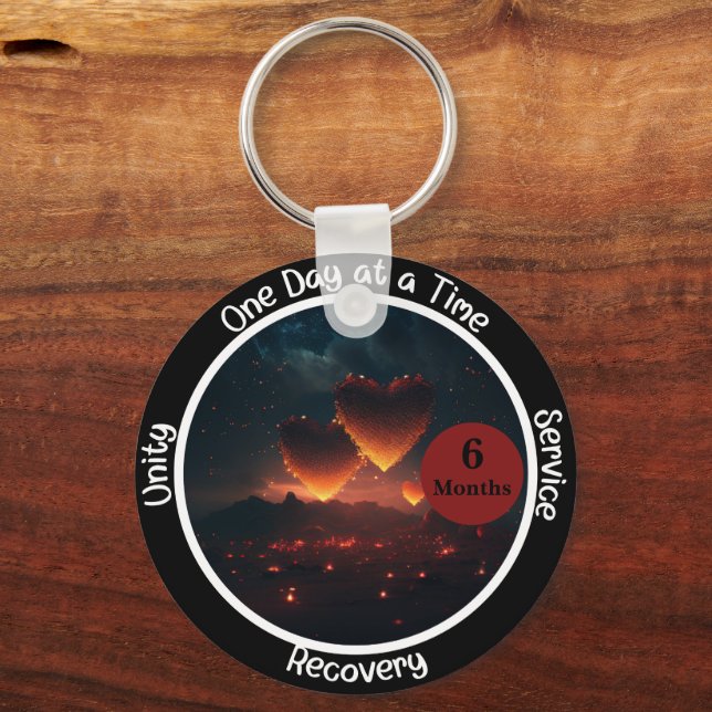 Custom Recovery Milestone Gift - Hearts Key Ring (Front)