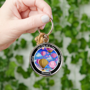 Custom Recovery Milestone Gift - Hot Air Balloons Key Ring