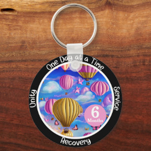 Custom Recovery Milestone Gift - Hot Air Balloons Key Ring