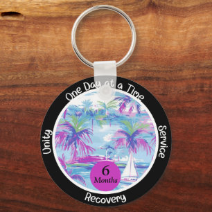 Custom Recovery Milestone Gift - Palm Trees Key Ring