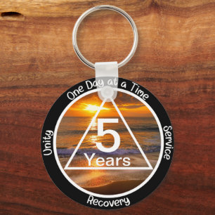 Custom Recovery Milestone Gift – Sunset Key Ring