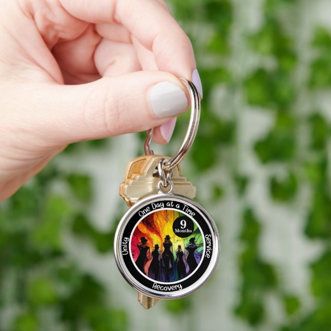 Custom Recovery Milestone Gift | Witchy Rainbow Key Ring (Hand)