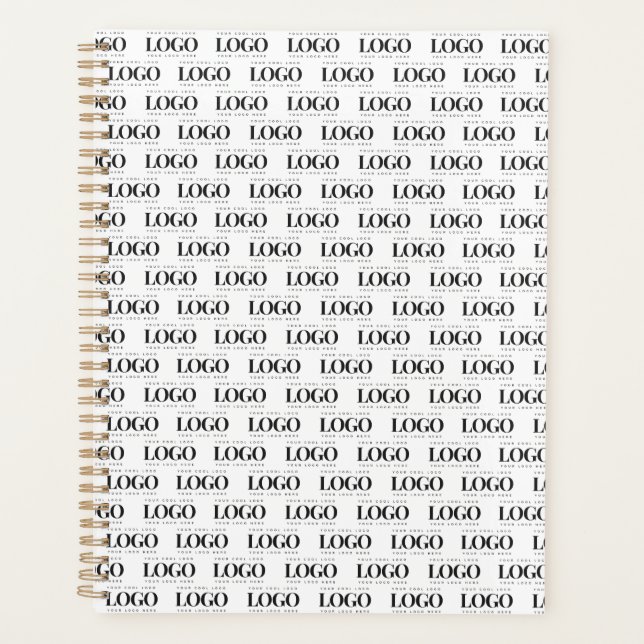 Custom Rectangle Business Company Logo Pattern  Planner (Front)