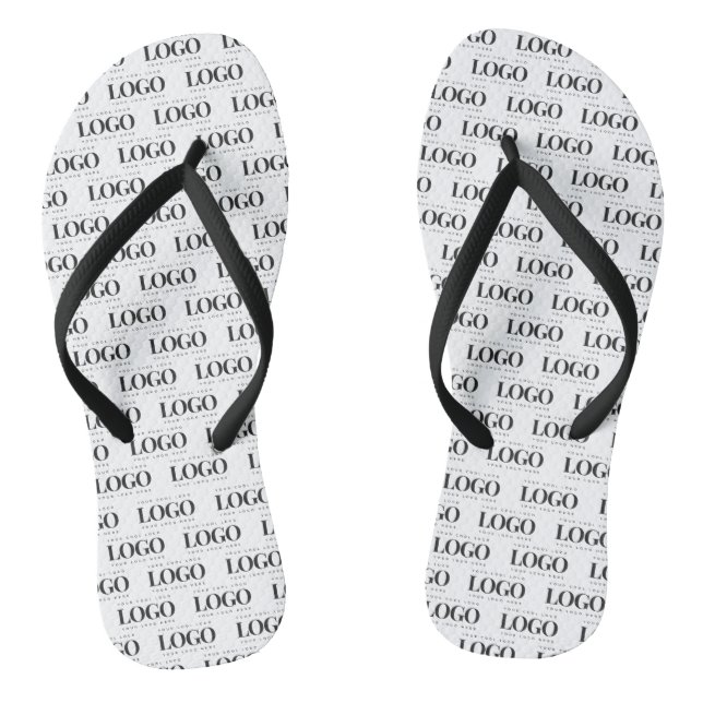 Custom Rectangle Business Company Logo Pattern   Thongs (Footbed)