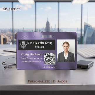 Custom Rectangle Logo Photo ID Metallic Purple Badge