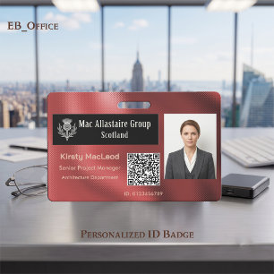 Custom Rectangle Logo Photo ID Metallic Red Badge