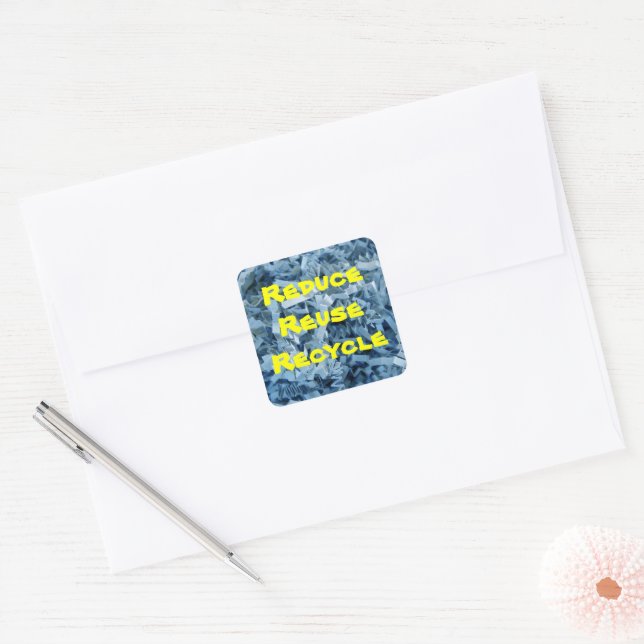 Custom Recycle Shredded Crinkle Paper Photo Square Sticker (Envelope)