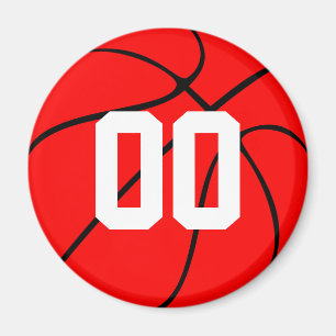 Custom Red and Black Basketball Fridge Magnet