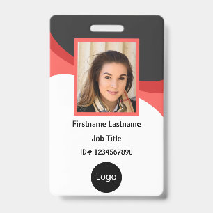 custom red and black company employee Photo, Logo ID Badge