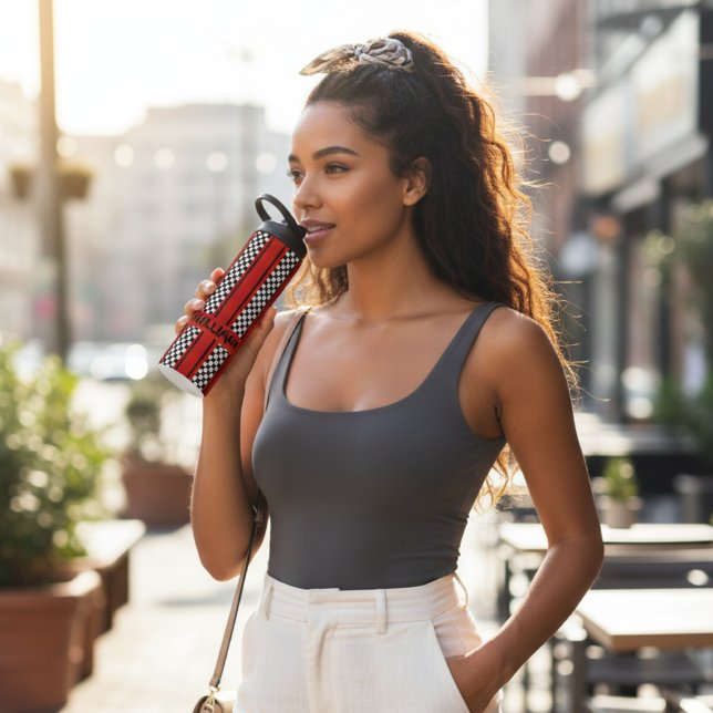 Custom Red and Black Race Sport Stripe Thermal Tumbler (Creator Uploaded)