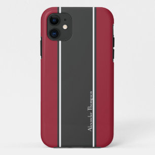 Custom Red and Black Racing Stripes iPhone 11 Case