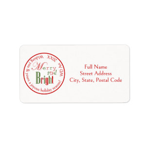 Custom Red and Green Merry and Bright Stamp Label