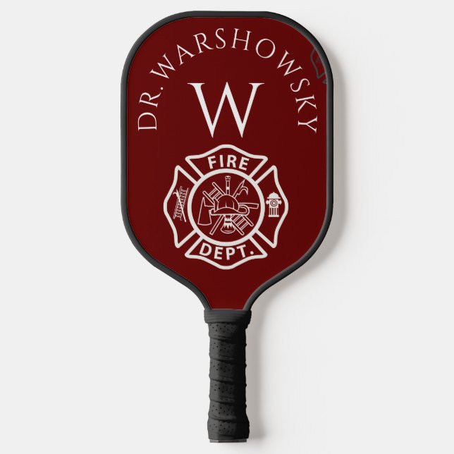 Custom Red and White Fireman emblem Symbols  Pickleball Paddle (Front)