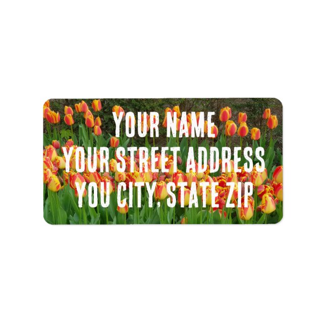 Custom Red and Yellow Tulip Flower Garden Label (Front)