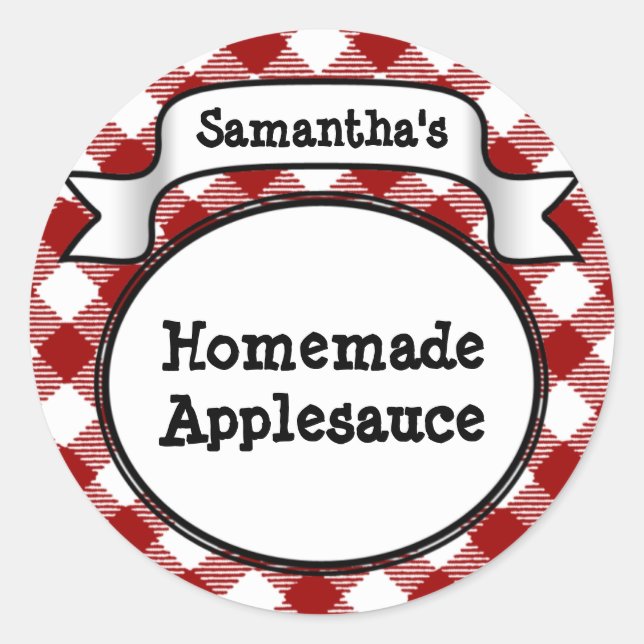 Custom Red Apple/Applesauce Canning Jar Label (Front)