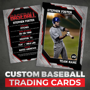 Custom Red Baseball Trading Card Baseball Player