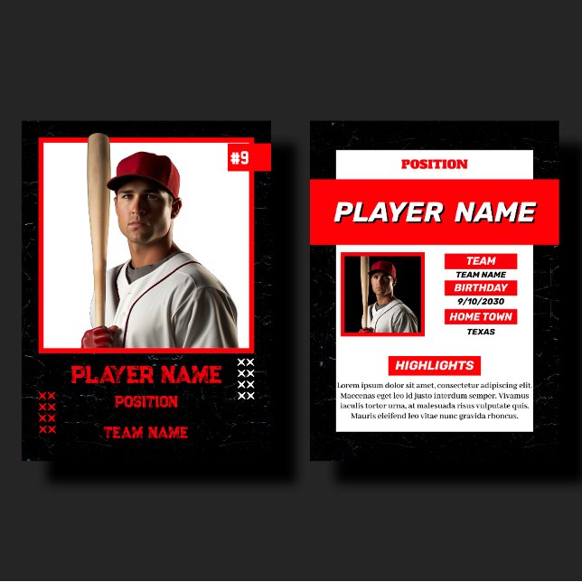 Custom Red Baseball Trading Card Player Profile (Creator Uploaded)