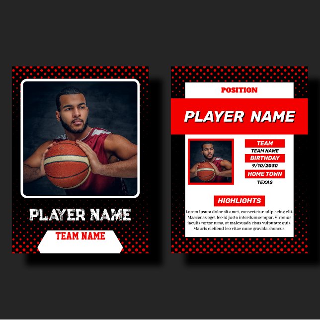 Custom Red Basketball Trading Card Player Profile (Creator Uploaded)