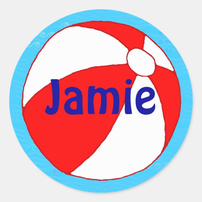 Custom Red Beach Ball Sticker (Front)