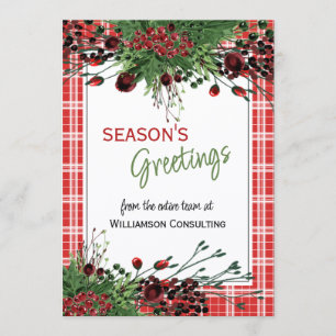 Custom Red Berries Green Holly Botanical Foliage Holiday Card