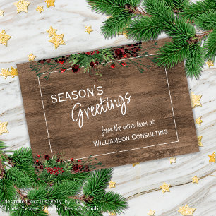 Custom Red Berries Green Holly Botanical Foliage Holiday Card