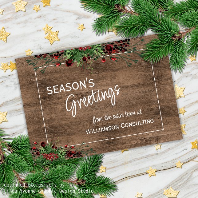 Custom Red Berries Green Holly Botanical Foliage Holiday Card (Creator Uploaded)