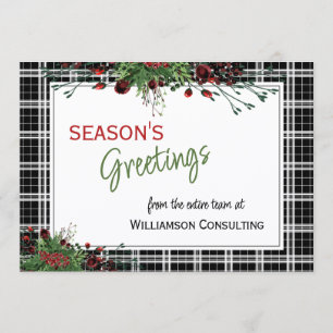 Custom Red Berries Green Holly Botanical Foliage Holiday Card