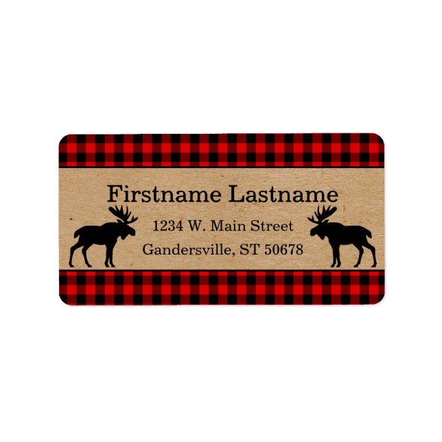 Custom Red Black Country Check Plaid Pattern Label (Front)