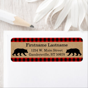Custom Red Black Country Check Plaid Pattern Return Address Label