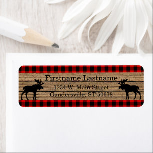 Custom Red Black Country Check Plaid Pattern Return Address Label