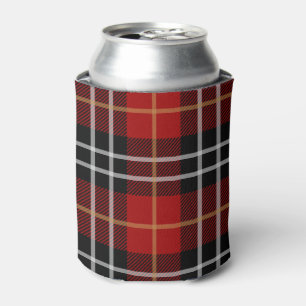 Custom Red & Black Plaid Can Cooler