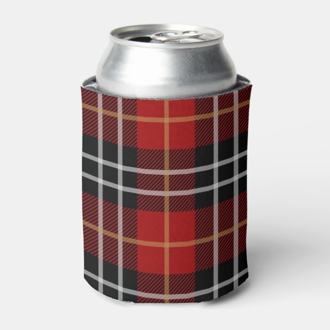 Custom Red & Black Plaid Can Cooler (Can Front)