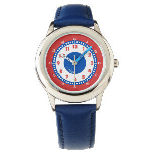 Custom Red & Blue Boys Learning Timepiece   Kids Watch