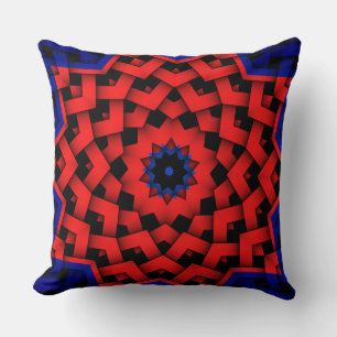 Custom Red Blue Star Diamond Pattern Sofa Pillow